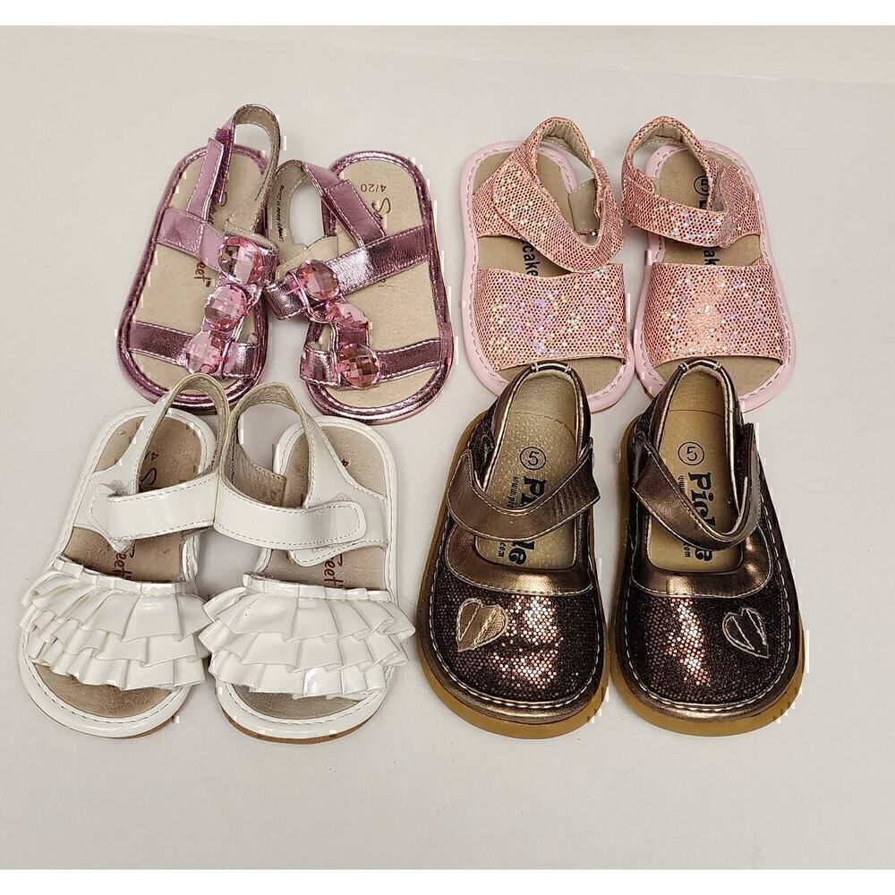 Squeaky Feet/Lanie Cakes Little Girls Sandals Size 4/5 Lots of 4